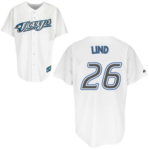 MLB Youth Toronto Blue Jays Adam Lind White Home Short Sleeve 6 Button Synthetic Replica Baseball Jersey Spring 2011  (White, Large)