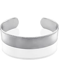 Oval Shape Stainless Steel Diamond Bracelet Bangle-Diameter: 68mm (GH, SI, 0.25 carat)