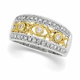 14K Two Tone Gold Diamond Bridal Anniversary Band Ring (0.04 ctw, G-H, SI1)