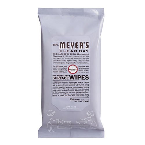 Mrs. Meyer's Clean Day Surface Wipes, Lavender, 24 Wipes (Case of 24 = 576 Wipes)
