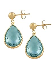 14 Karat Yellow Gold Faceted Pear-shaped Blue Topaz Dangle Earrings