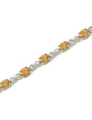 14kt Yellow Gold Oval Citrine and Diamond Bracelet