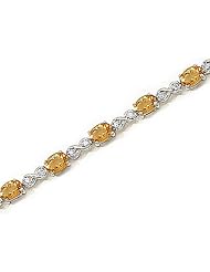 14kt Yellow Gold Oval Citrine and Diamond Bracelet