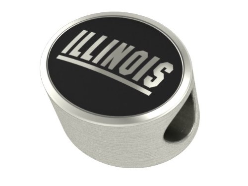 Illinois Fighting Illini College Bead Charm Fits Most Pandora Style Bracelets Including Chamilia, Troll and More. High Quality Bead in Stock for Fast Shipping