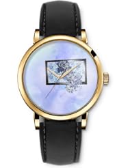 SPRAWL Aanalog Fashion Series Gold Ladies Watches of Genuine Black Leather Strap,Unique Wrist Watch for Women Girls Designed with Flower frame in 3D