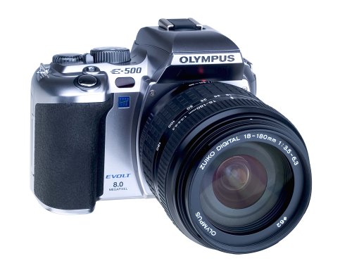 Olympus Evolt E500 8MP Digital SLR Camera with 18-180mm f3.5-f6.3 Zuiko Digital Ultra Zoom Lens (Silver)