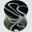 One Plug--Acrylic Double Flared Marble Plug: 2g 5/16" Black (SOLD INDIVIDUALLY. ORDER TWO FOR A PAIR.)