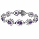 Aristocratic Sterling Silver Simulated Diamond and Amethyst cz Teardrop Tennis Bracelet