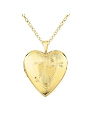 Sterling silver and 14k gold Heart Shaped Locket w/ Twohearts Necklace