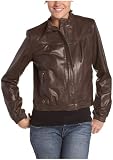 Cole Haan Women's Leather Jacket,Smoke,Large