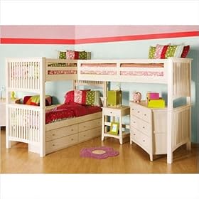 Mission White Extra Long Triple Lindy Loft with Twin Size Third Bed Orientation:...