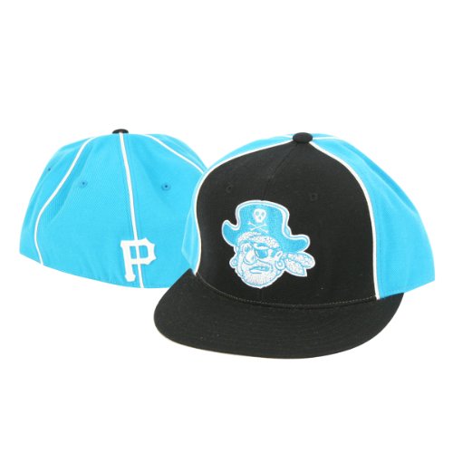 Pittsburgh Pirates Cooperstown Collection Fitted Flat Bill Baseball Hat - Black / Teal 2-Tone