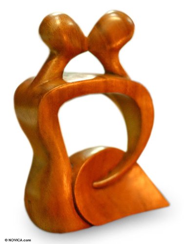 Wood sculpture Abstract Kissing I