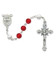 Red & Pearl Holy Spirit Rosary, Deluxe Gift Boxed