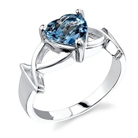 Sterling Silver 2.25 cts Heart Shape London Blue Topaz Ring Size 8 by Peora