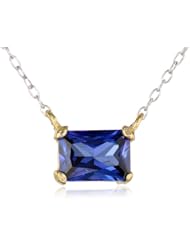 18k Yellow Gold Plated Sterling Silver Two-Tone January Birthstone Necklace, 18"