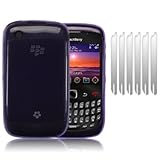 BLACKBERRY CURVE 3G 9300 GEL CASE - PURPLE, WITH 6-IN-1 SCREEN PROTECTOR PA ....