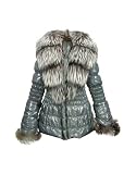 Julia Cocco' Fur Collar Gray Puffer Jacket