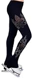 Ice Figure Skating Dress Practice Pants with Rhinestones R35 - Adult Extra Small