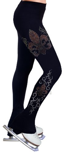 Ice Figure Skating Dress Practice Pants with Rhinestones R35 - Adult Extra Small
