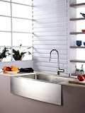 Kraus 16 gauge 33 Stainless Steel Farmhouse Kitchen Sink, Faucet and Dispenser Set - KHF200-33-KPF1622-KSD30CH