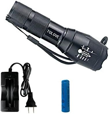 TOLOVE 1000Lumens CREE XML T6 LED Portable Zoomable Tactical Flashlight Recha...