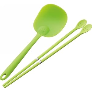 スマイルシリコン 菜箸&スプーンセット グリーン