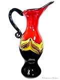 Heavy Red & Yellow Blown Art Glass Pitcher Vase