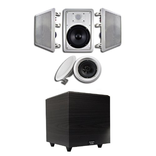 (5) 6.5 In-Wall Speakers (HT-65) w/12 Powered Sub (PSW12) by Acoustic Audio (5) 6.5 In-Wall Speakers (HT-65) w/12 Powered Sub (PSW12) by Acoustic Audio