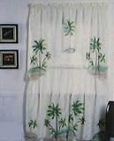 Palm Tree Kitchen Bathroom Curtain Set with Swag Valance