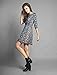 Allegra K Woman Floral Prints 3/4 Sleeves Unlined A Line Dress Navy Blue XL