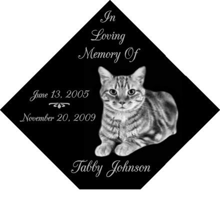 6 x 6 Lazer Gifts Personalized Black Granite Pet Memorial Marker Style Tabby