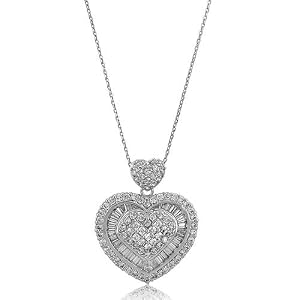 Bold Heart Pendant in Cubic Zirconia CZ Sterling Silver 
