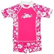 Girls Hot Pink Hibiscus Flower Two Piece Rashguard Swim Suit