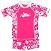 Girls Hot Pink Hibiscus Flower Two Piece Rashguard Swim Suit