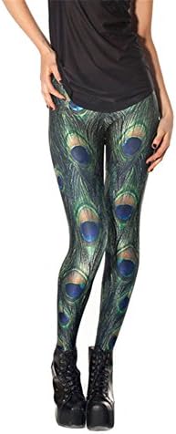 Yikanul Women's Fashion Digital Print Peacock Pattern Sexy Leggings