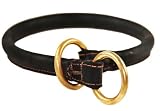 Dean & Tyler Desperado Round Leather Dog Choke Collar - Black - Size Small - Fits Neck 19