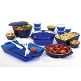 35PC ANCHOR HOCKING IMPRESSIONS DEL COBALT BLUE SET