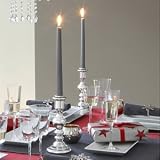 Kitchen & Housewares : Moulded candlesticks silver 022