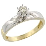 Sterling Silver (Gold Plated) Diamond Engagement Ring, w/ 0.05 Carat Brilliant Cut Diamonds, 1/4 in. (6mm) wide, Size 10