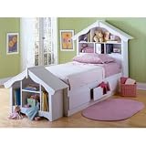 Dollhouse Headboard Storage Bed with Matching Footboard Cubbie /Twin Size