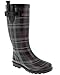 Capelli New York Shiny Scottish Plaid Printed Ladies Tall Rubber Rain Boot