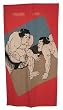 Japanese Noren split door curtain - Sumo wrestler design, cotton