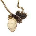 Magnesite Necklace 01 Chain Agate Black White Skull Stone Crystal Healing 23