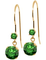 1.23 Ct Round Green Diamond 14K Yellow Gold Earrings