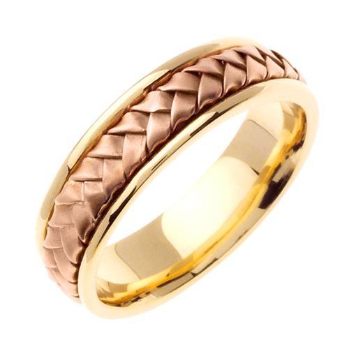 Beverly Diamonds Yellow-and-rose-gold MENS 14K 2-TONE WEDDING BAND RING
