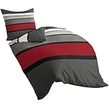 Bierbaum 4757_63 Mako-Satin-Bettwäsche Dessin 135 x 200 cm + 80 x 80 cm, rot