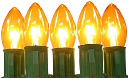 C9 Amber Outdoor Christmas Lights Sets With Green Wire [C9TBK -Amber]