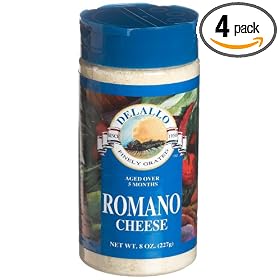 DeLallo Grated Romano Cheese, 8-Ounce Unit (Pack of 4)