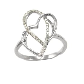Choice of 10k Yellow or White Gold Open Heart Diamond Ring (1/7 cttw, I Color, I2-I3 Clarity)